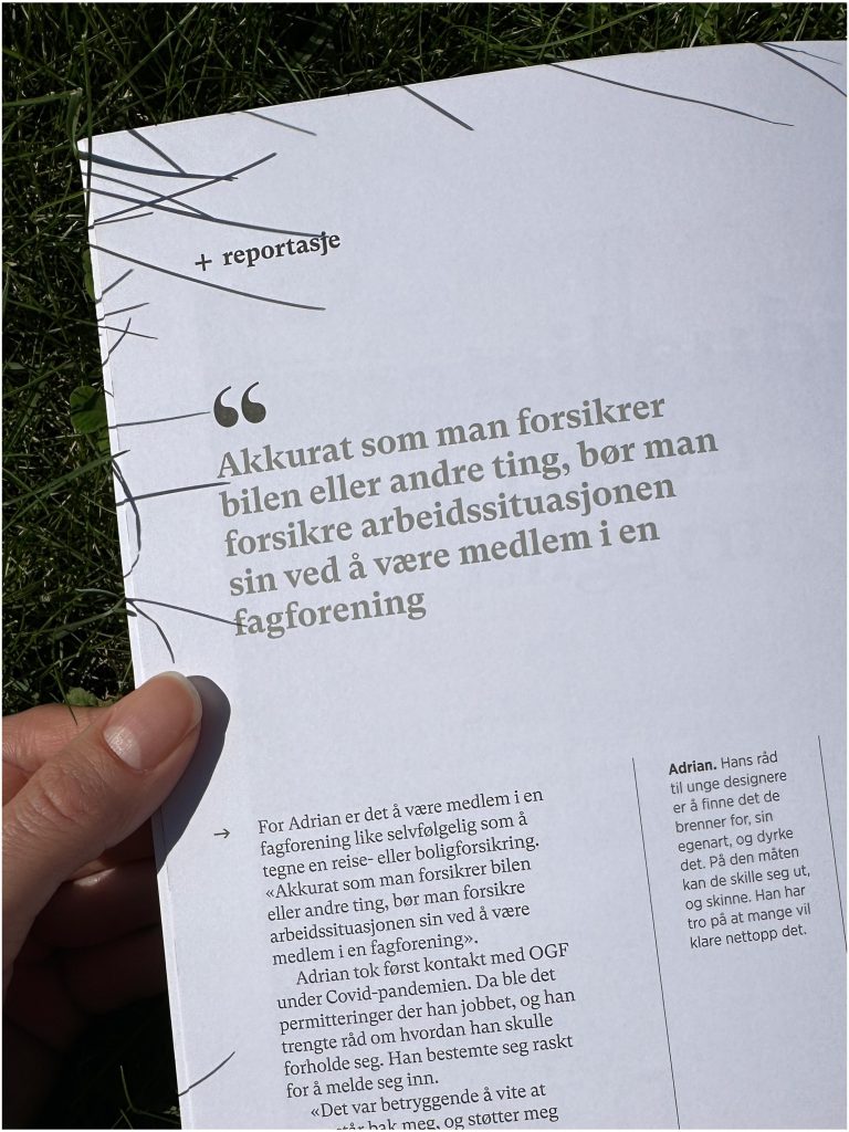 Det nydesignede magasinet vårt, TYPE, har en lang artikkel om Adrian Myklebust Sylejmani, om eplemost-designet og om yrket designer.