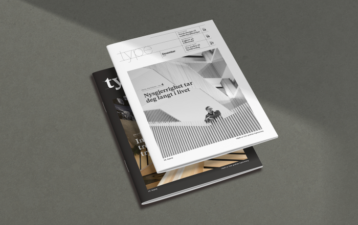 To utgaver av det redesignede magasinet vårt, Type.
